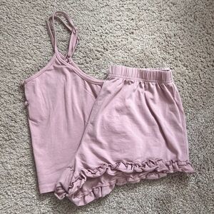 Women's Pink Cami Crop Top and Shorts Pajamas Set